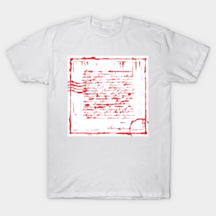 Red Unreadable letter. T-Shirt